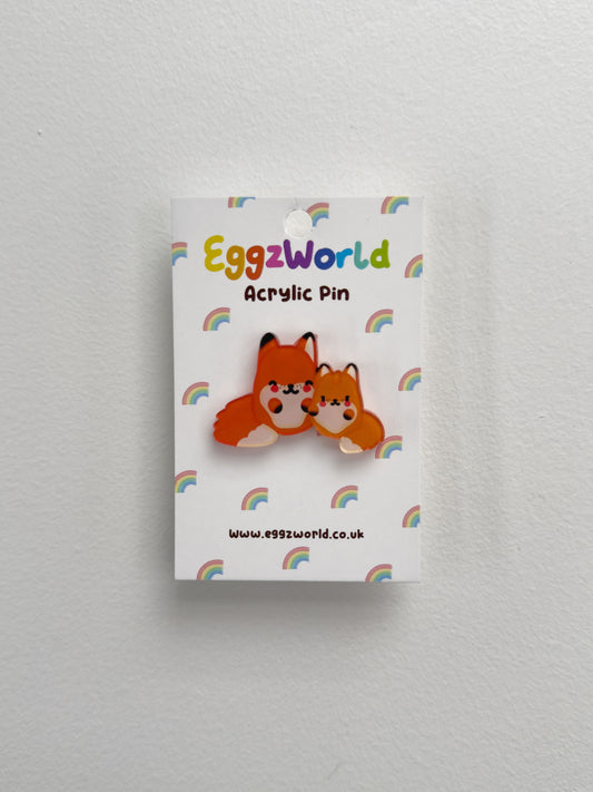 Fox Family Acrylic Pin