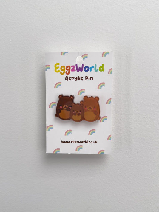 Bear Family Acrylic Pin